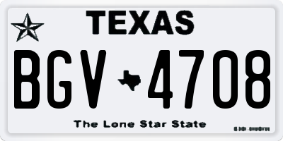 TX license plate BGV4708
