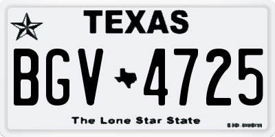 TX license plate BGV4725