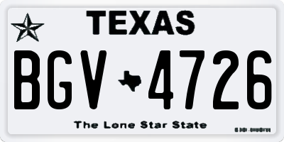 TX license plate BGV4726