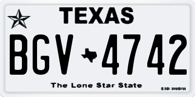 TX license plate BGV4742