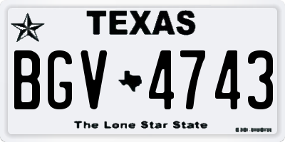 TX license plate BGV4743