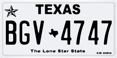 TX license plate BGV4747