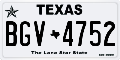 TX license plate BGV4752