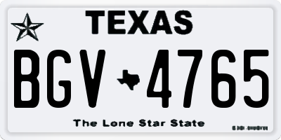 TX license plate BGV4765