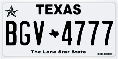 TX license plate BGV4777
