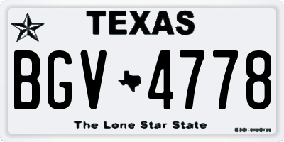 TX license plate BGV4778