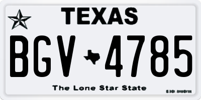 TX license plate BGV4785