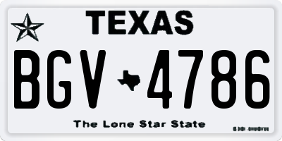 TX license plate BGV4786