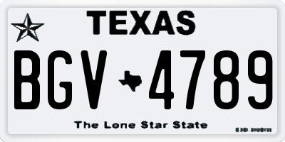 TX license plate BGV4789