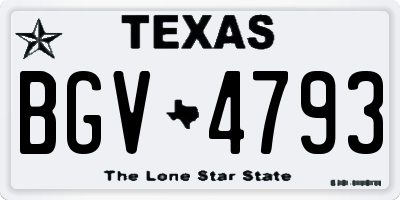 TX license plate BGV4793
