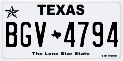 TX license plate BGV4794