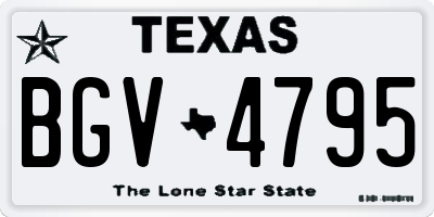 TX license plate BGV4795