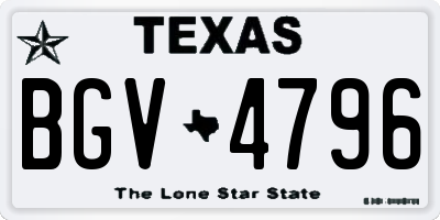 TX license plate BGV4796