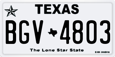 TX license plate BGV4803
