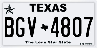TX license plate BGV4807
