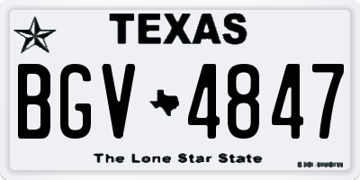 TX license plate BGV4847