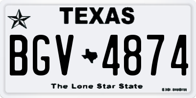 TX license plate BGV4874
