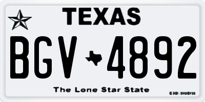 TX license plate BGV4892