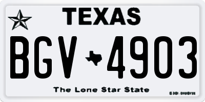 TX license plate BGV4903