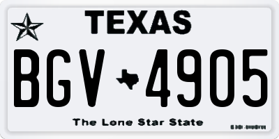 TX license plate BGV4905