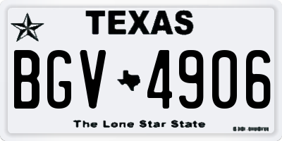 TX license plate BGV4906
