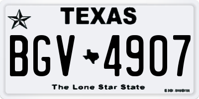 TX license plate BGV4907
