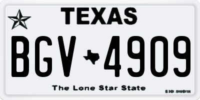 TX license plate BGV4909