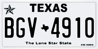 TX license plate BGV4910