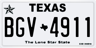 TX license plate BGV4911