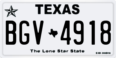 TX license plate BGV4918
