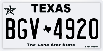 TX license plate BGV4920