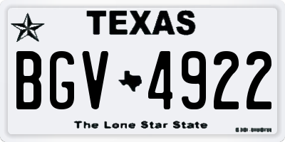 TX license plate BGV4922