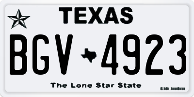 TX license plate BGV4923