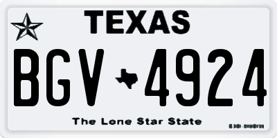 TX license plate BGV4924