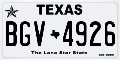 TX license plate BGV4926