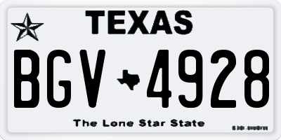 TX license plate BGV4928