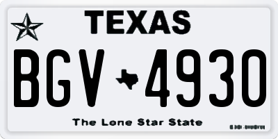 TX license plate BGV4930