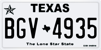 TX license plate BGV4935