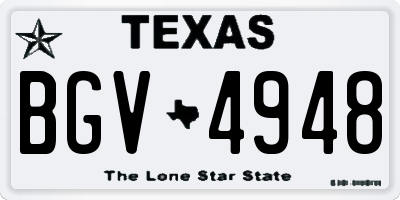 TX license plate BGV4948