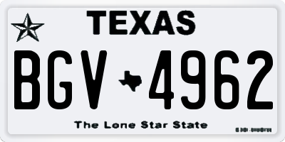 TX license plate BGV4962