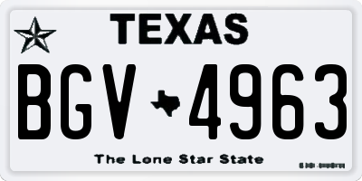 TX license plate BGV4963