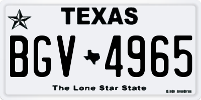 TX license plate BGV4965