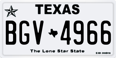 TX license plate BGV4966