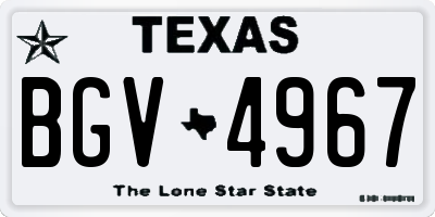 TX license plate BGV4967