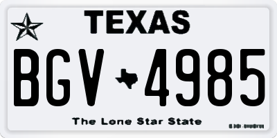 TX license plate BGV4985
