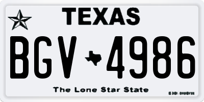 TX license plate BGV4986