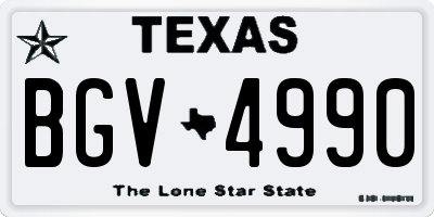 TX license plate BGV4990