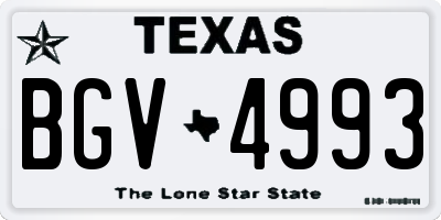 TX license plate BGV4993