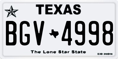 TX license plate BGV4998