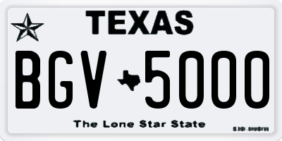 TX license plate BGV5000